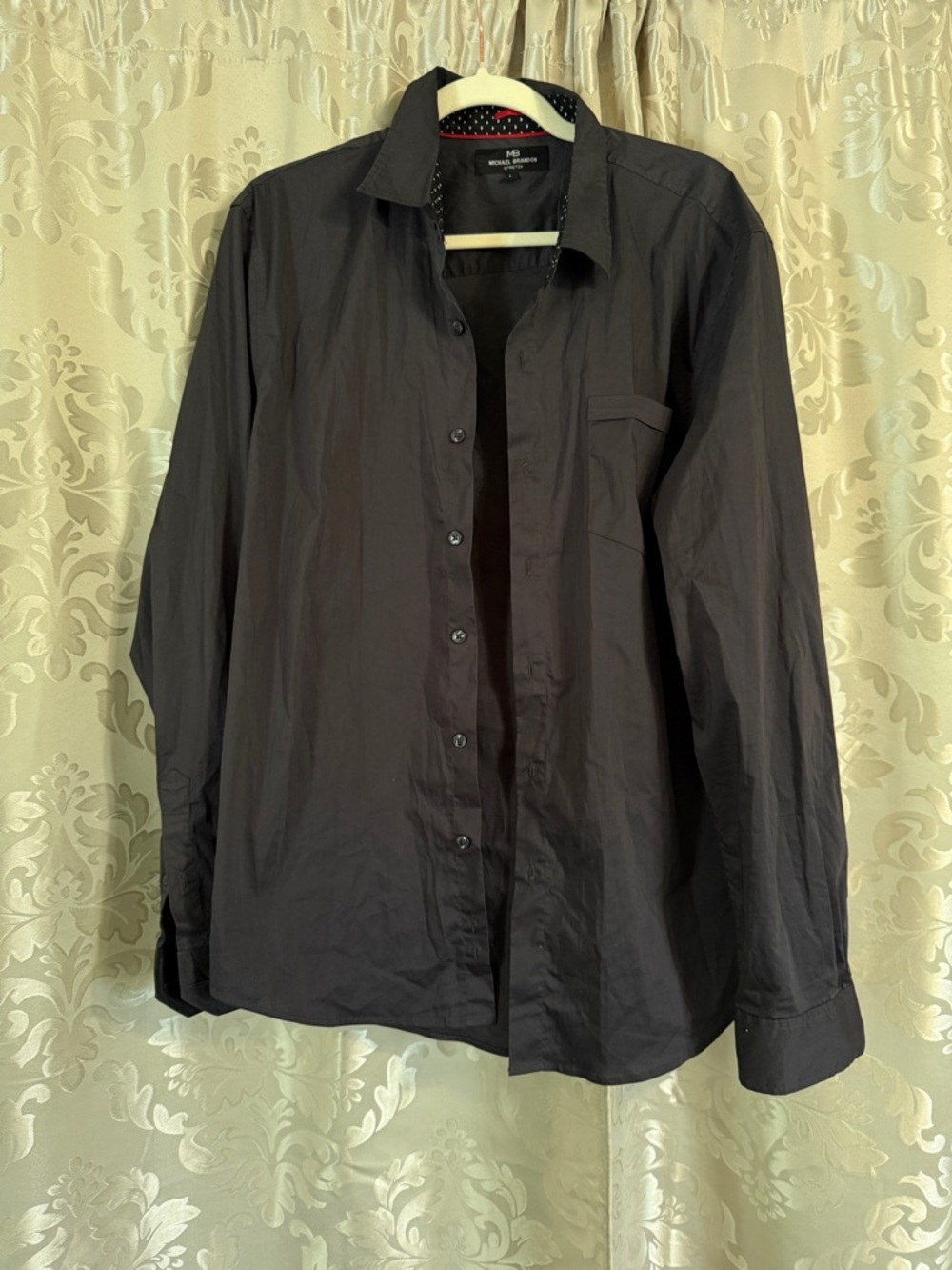 Michael Brandon Black Long-Sleeve Button-Up Shirt/E069